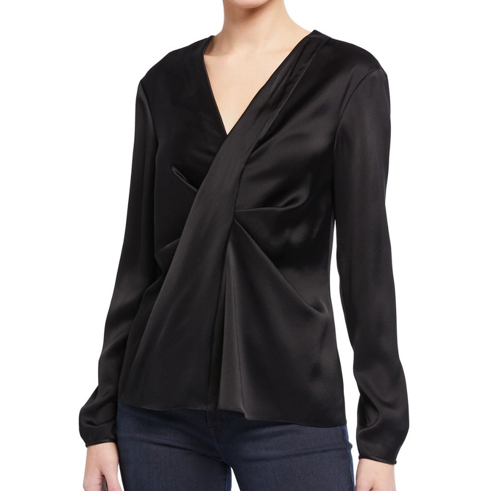 DVF Muriel Draped Long-Sleeve Blouse